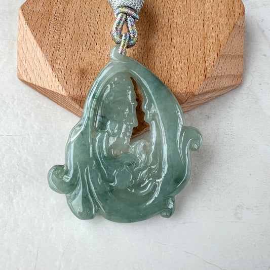 Green Jadeite Jade Amitabha Buddha Amita Amida, A Di Đà Phật, Buddha Looking Down on Earth Pendant Necklace, YJ-0321-0329844