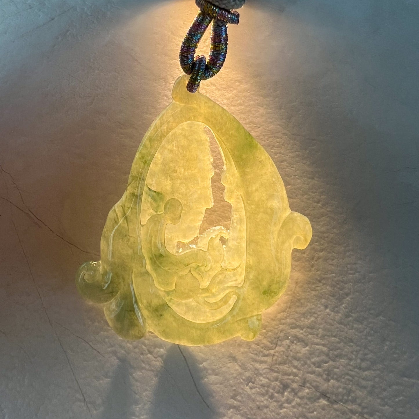 Green Jadeite Jade Amitabha Buddha Amita Amida, A Di Đà Phật, Buddha Looking Down on Earth Pendant Necklace, YJ-0321-0329844