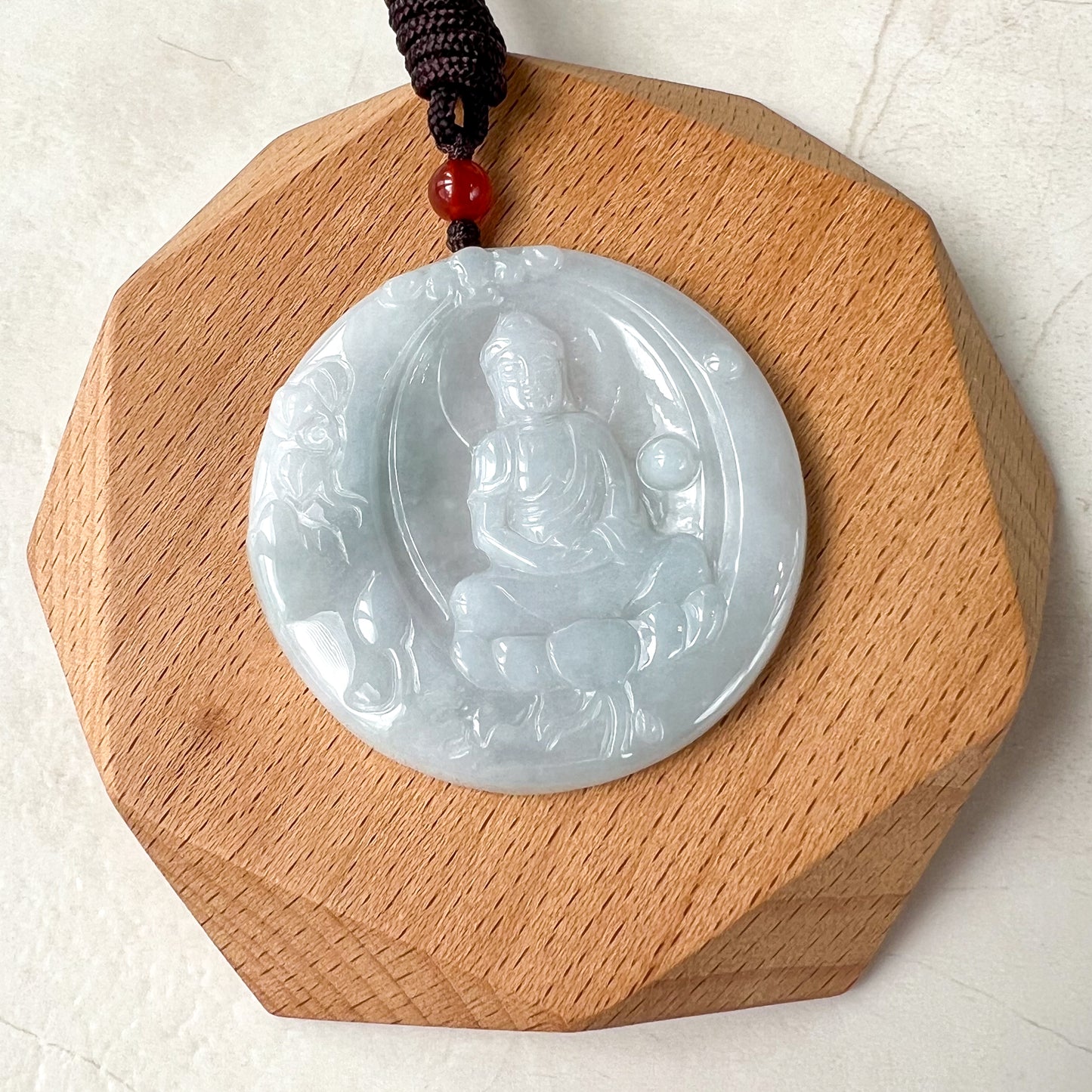 Large Jadeite Jade Amitabha Buddha Amita Amida Carved Pendant Necklace, YJ-0321-0336685