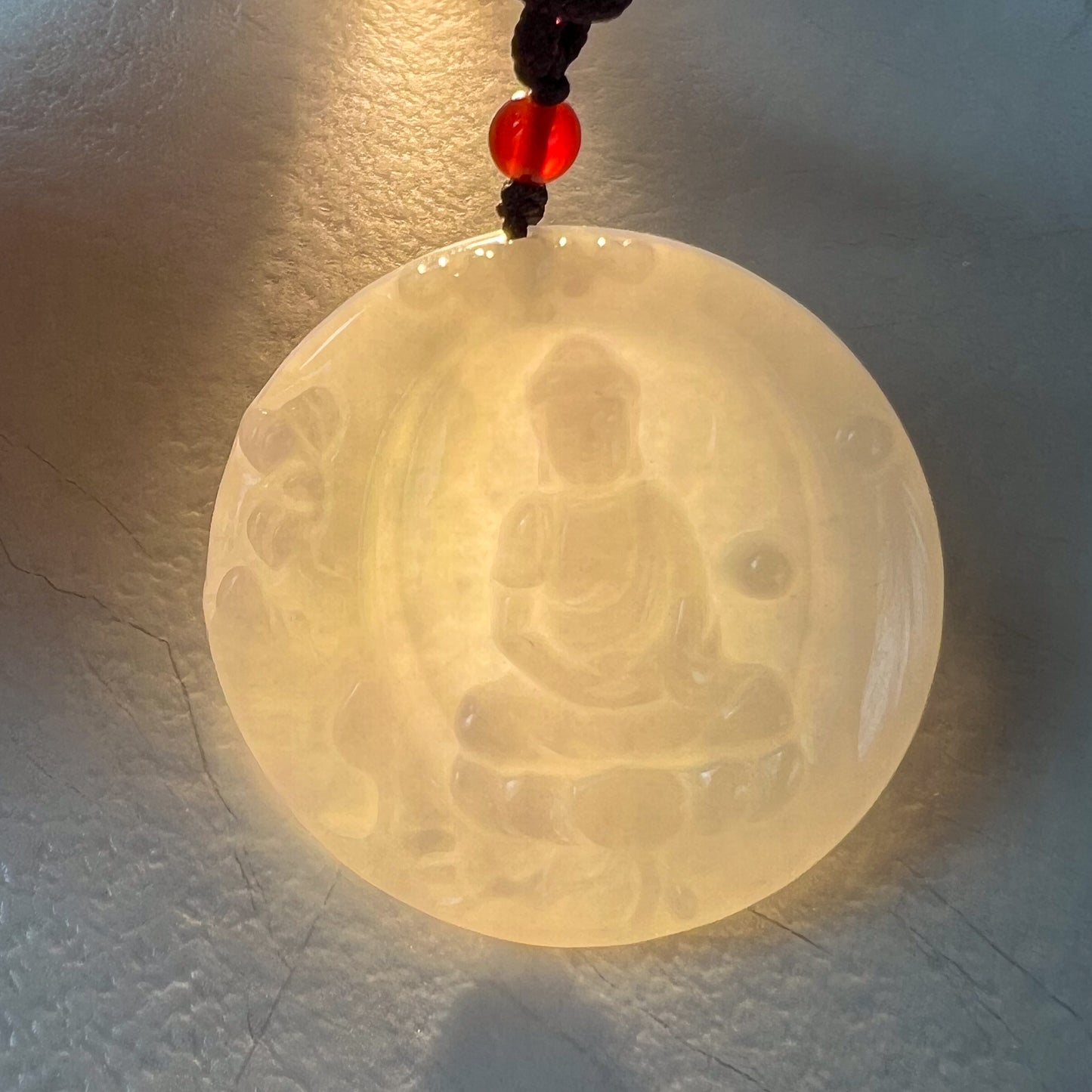 Large Jadeite Jade Amitabha Buddha Amita Amida Carved Pendant Necklace, YJ-0321-0336685