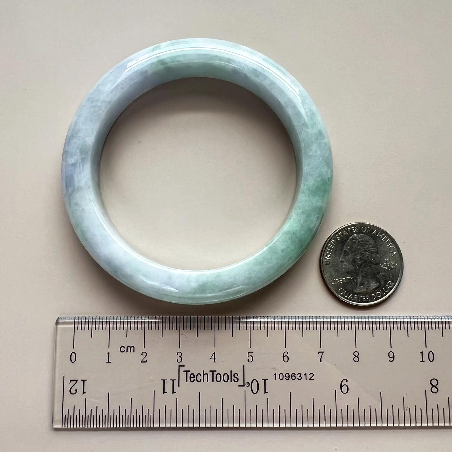 58.4 mm Light Lavender Green Burmese Type A Jadeite Jade Bangle (Classic)