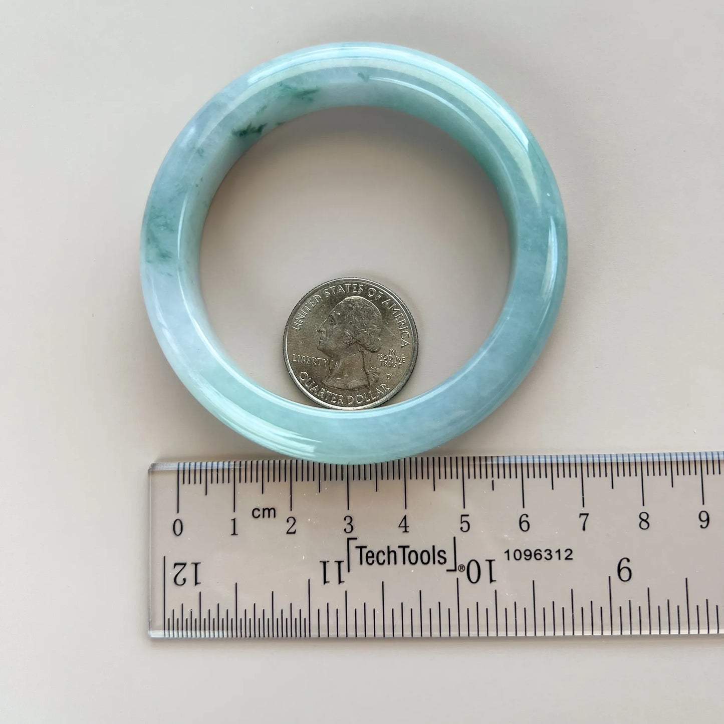 55.0 mm Light Blue Gray Green Burmese Type A Jadeite Jade Bangle (Classic)