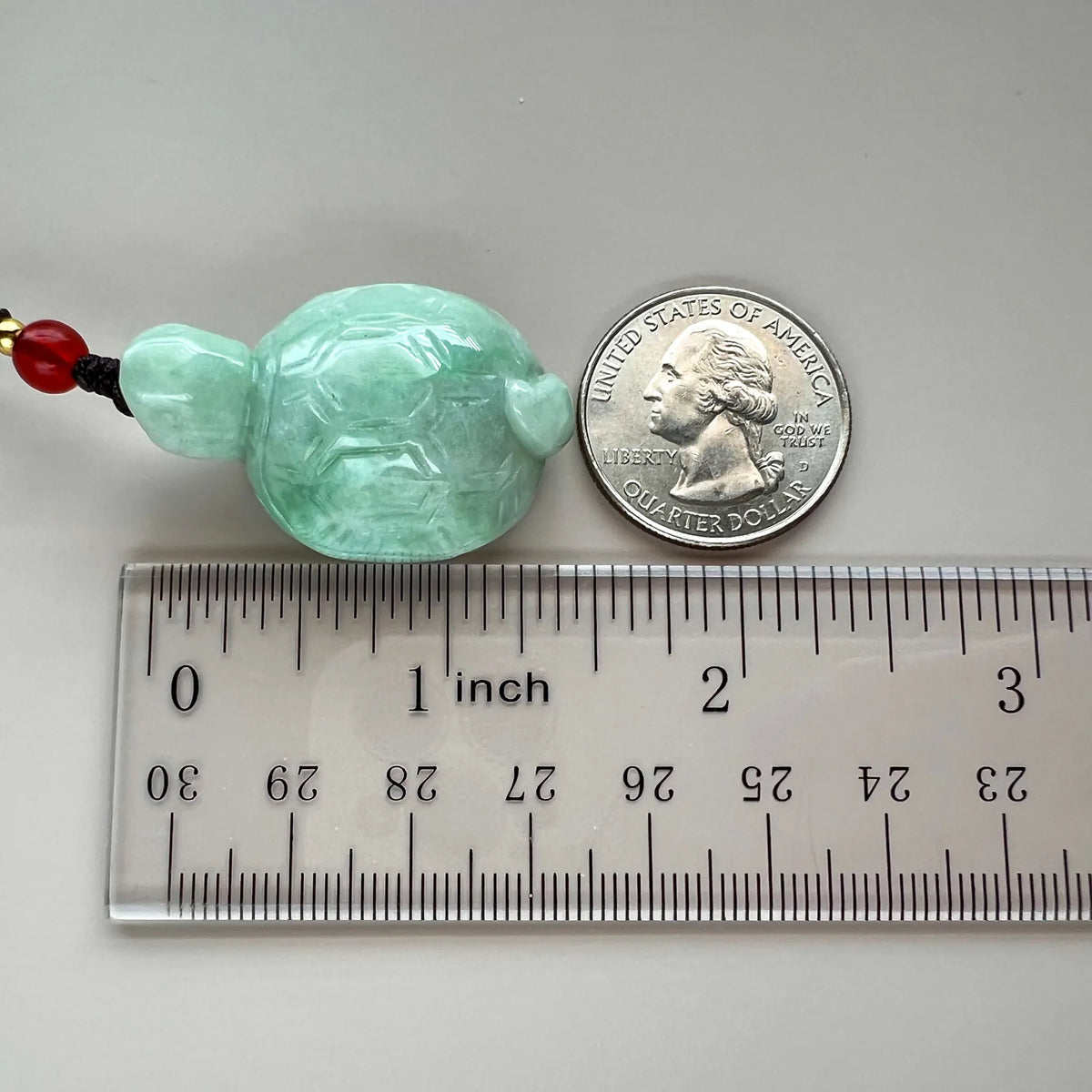 Dragon Turtle Light Green Jadeite Jade Pendant (Hand-Carved)