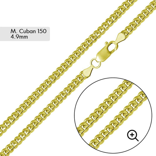 4.9 mm Gold Plated 925 Sterling Silver Miami Curb Chain