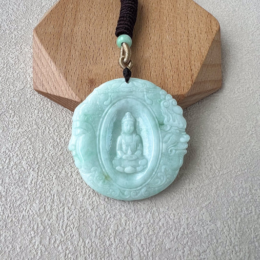 Buddha and Demon Pendant, Jadeite Jade Buddha Pendant, AMF-0223-1715310484