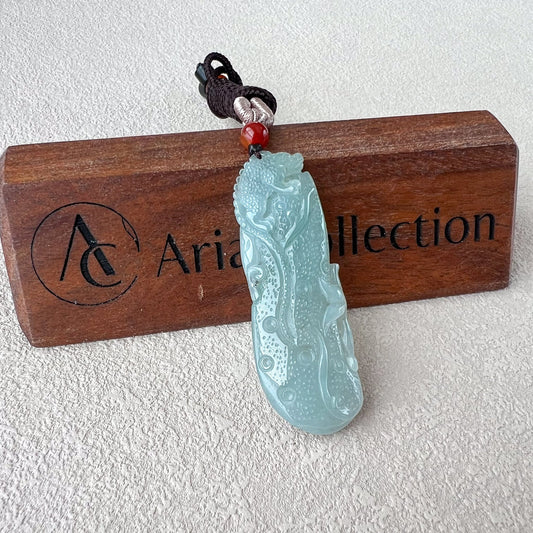 Jade Lizard Leaf Pendant, Ice Translucent Jadeite Jade Pendant, HY-0422-1715745445