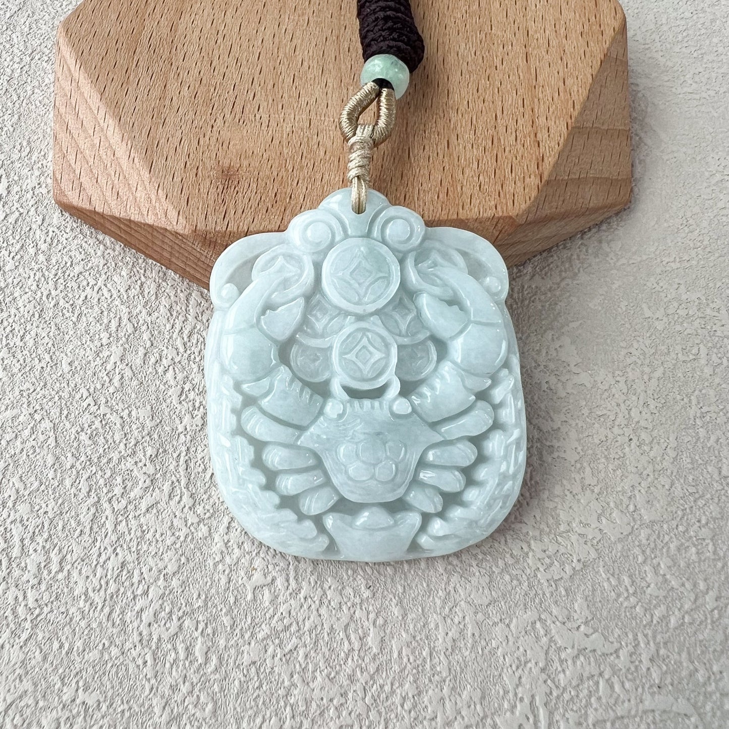 Prosperity Crab Pendant, Jadeite Jade Hand Carved Jade Pendant, Zodiac Cancer Pendant, AMF-0123-1716070982