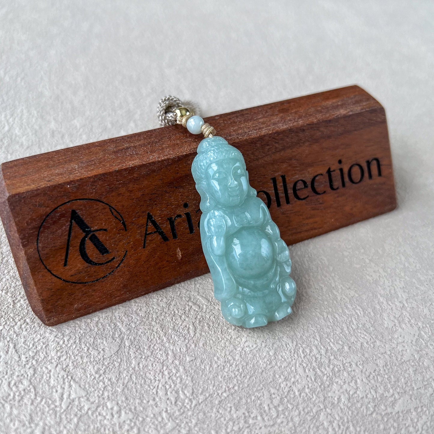 Jadeite Jade Standing Amitabha, Amida, 阿弥陀佛, Carved Pendant Necklace, YJ-0422-0393518