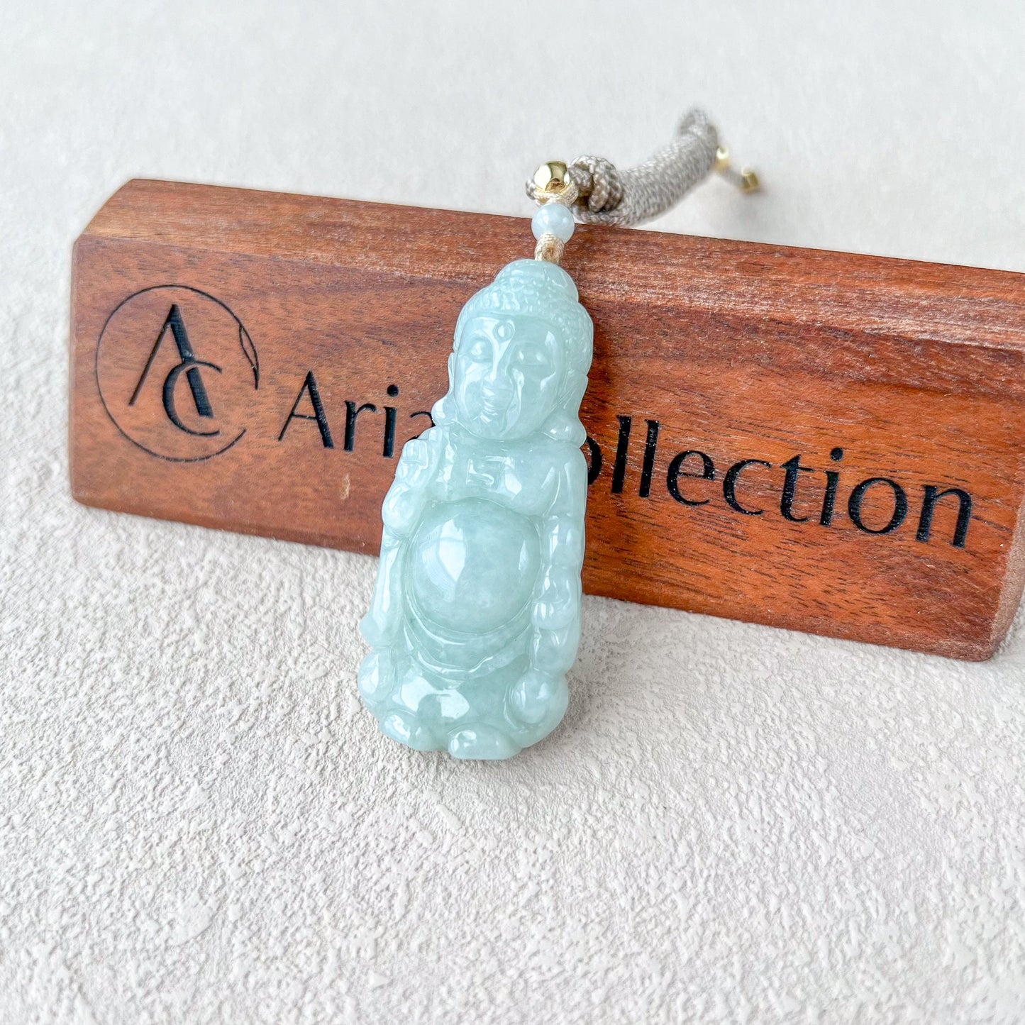 Jadeite Jade Standing Amitabha, Amida, 阿弥陀佛, Carved Pendant Necklace, YJ-0422-0393518