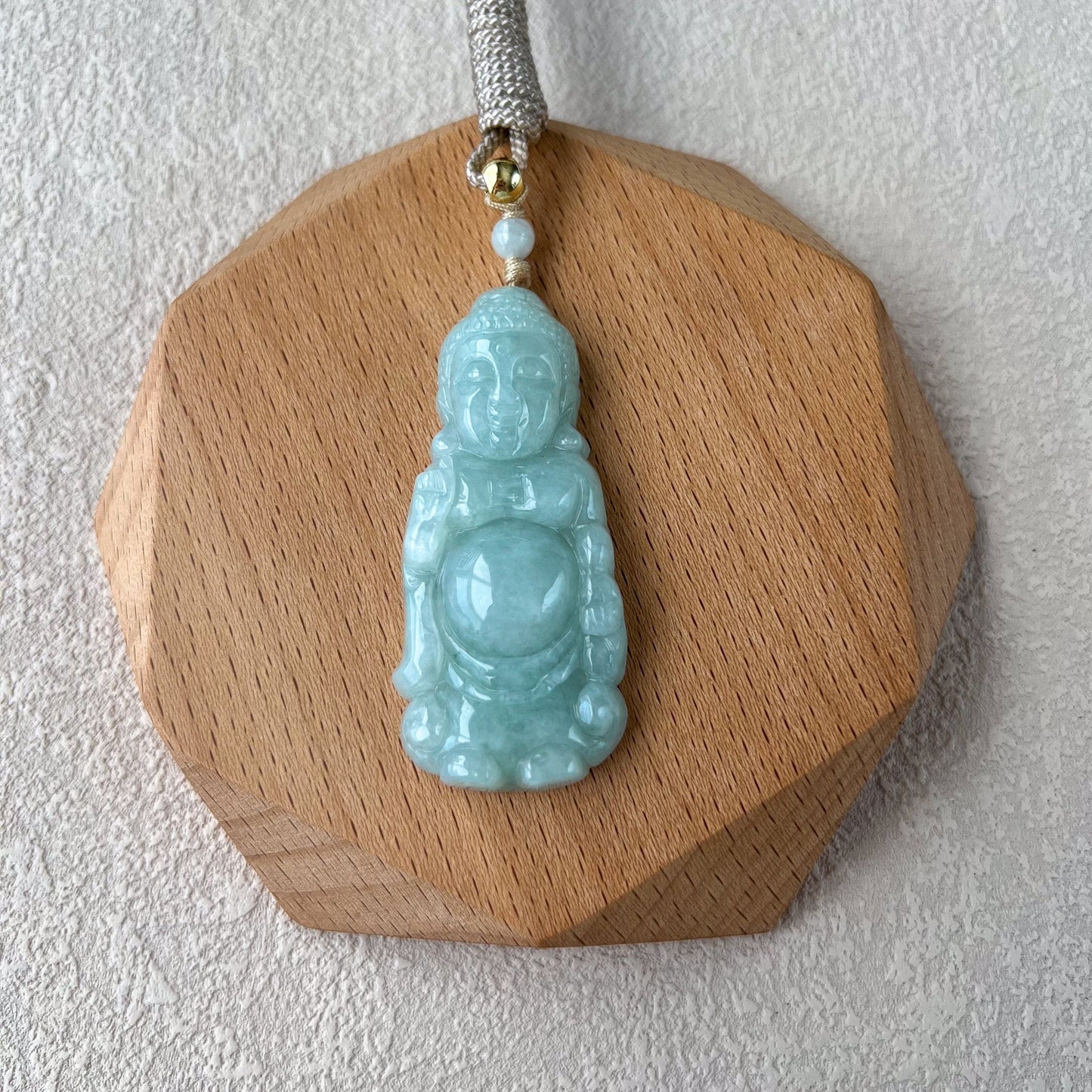 Jadeite Jade Standing Amitabha, Amida, 阿弥陀佛, Carved Pendant Necklace, YJ-0422-0393518