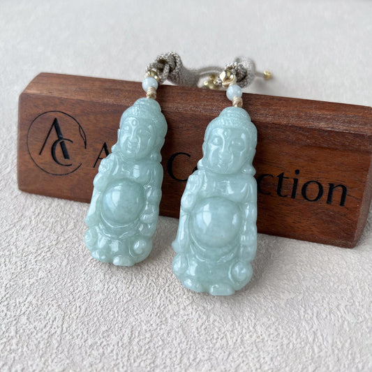 Jadeite Jade Standing Amitabha, Amida, 阿弥陀佛, Carved Pendant Necklace, YJ-0422-0393518