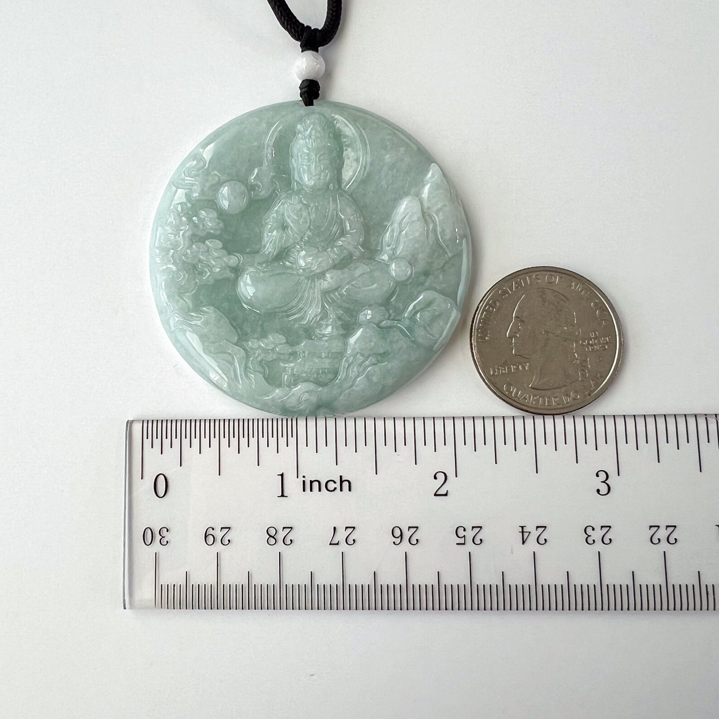 Jadeite Jade Guan Yin Mountain Landscape Avalokiteshvara, Quan Am, 观音, Hand Carved Pendant Necklace, YJ-0622-0336504