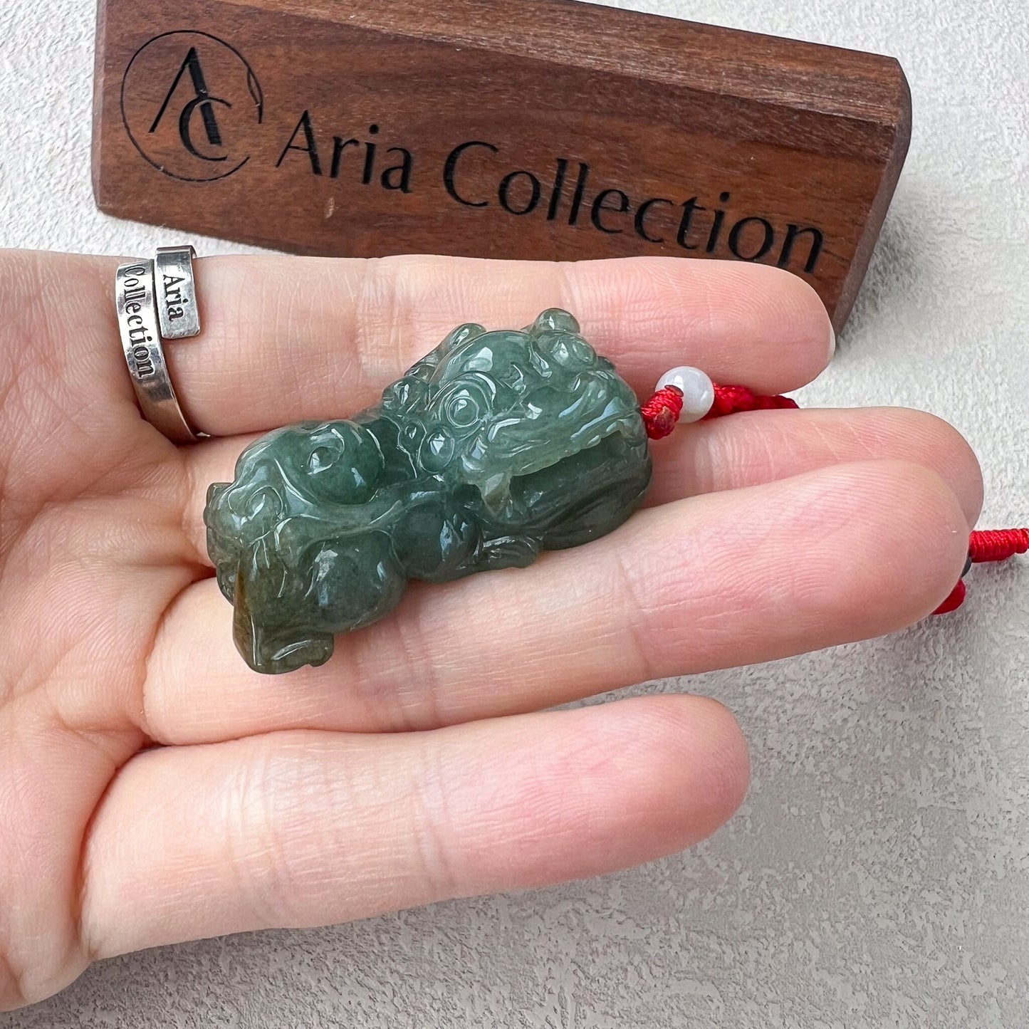 Green Jadeite Jade, Dragon Pixiu Pi Xiu Dragon Chinese Carved Pendant, 貔貅, YJ-0223-0404516