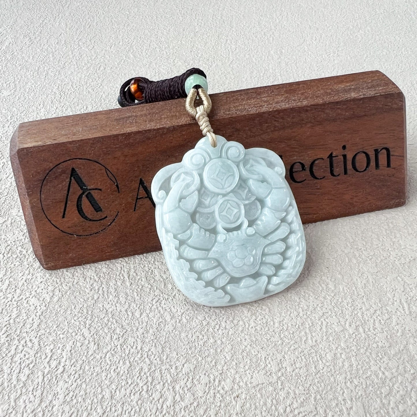 Prosperity Crab Pendant, Jadeite Jade Hand Carved Jade Pendant, Zodiac Cancer Pendant, AMF-0123-1716070982