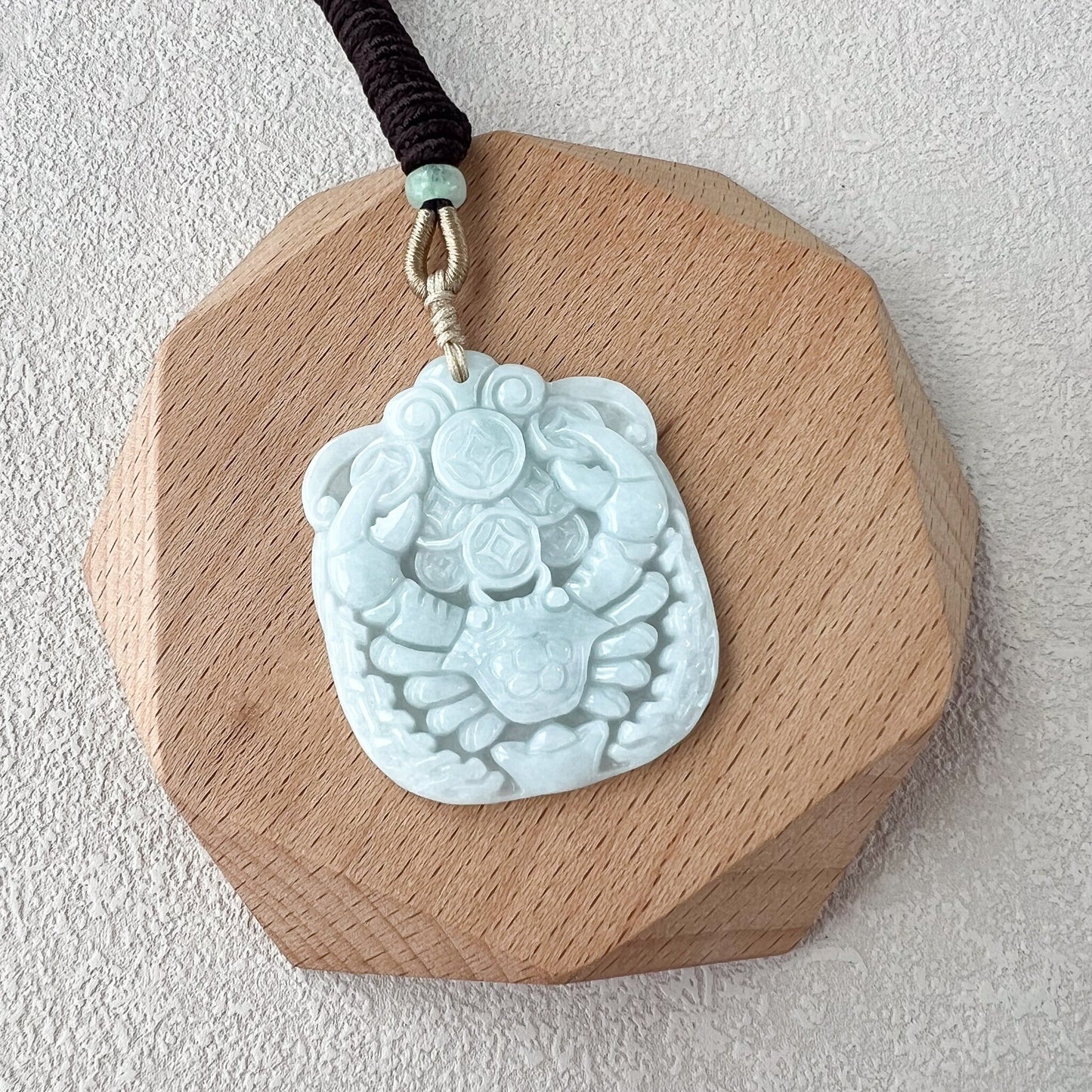 Prosperity Crab Pendant, Jadeite Jade Hand Carved Jade Pendant, Zodiac Cancer Pendant, AMF-0123-1716070982