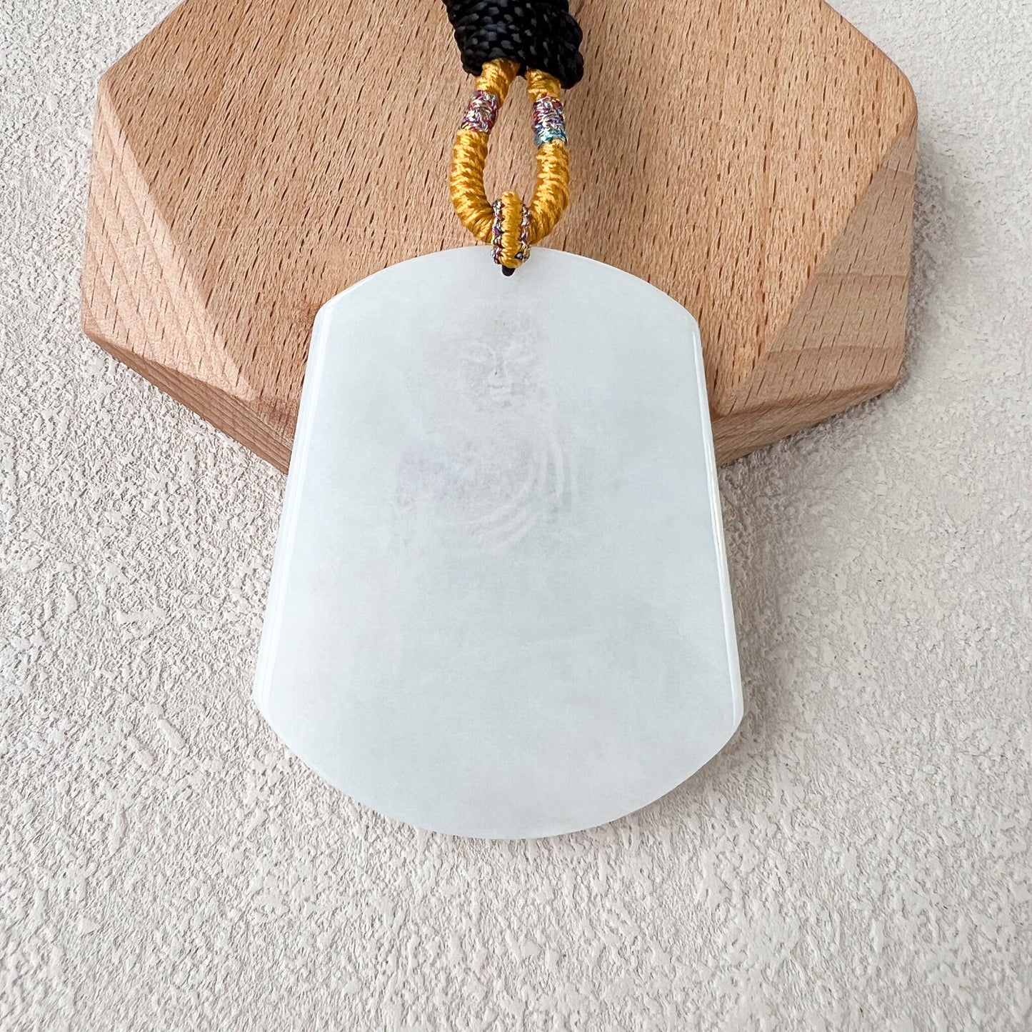 Inverted Amitabha Buddha Pendant, White Jadeite Jade Amitabha Buddha Amita Amida, Inverted Concave Hand Carved Pendant, YJ-0422-0330251