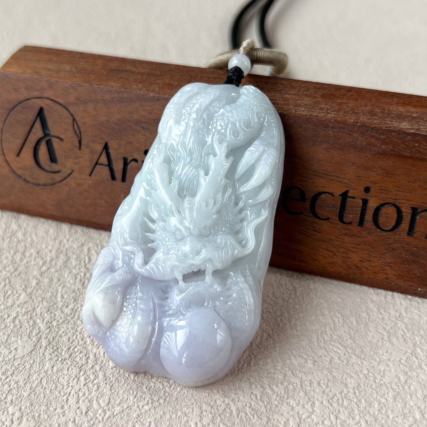 Purple Jade Dynasty Dragon Pendant, Purple Jadeite Jade Dragon, Hand Carved Pendant Necklace, YGR-0823-1716082684