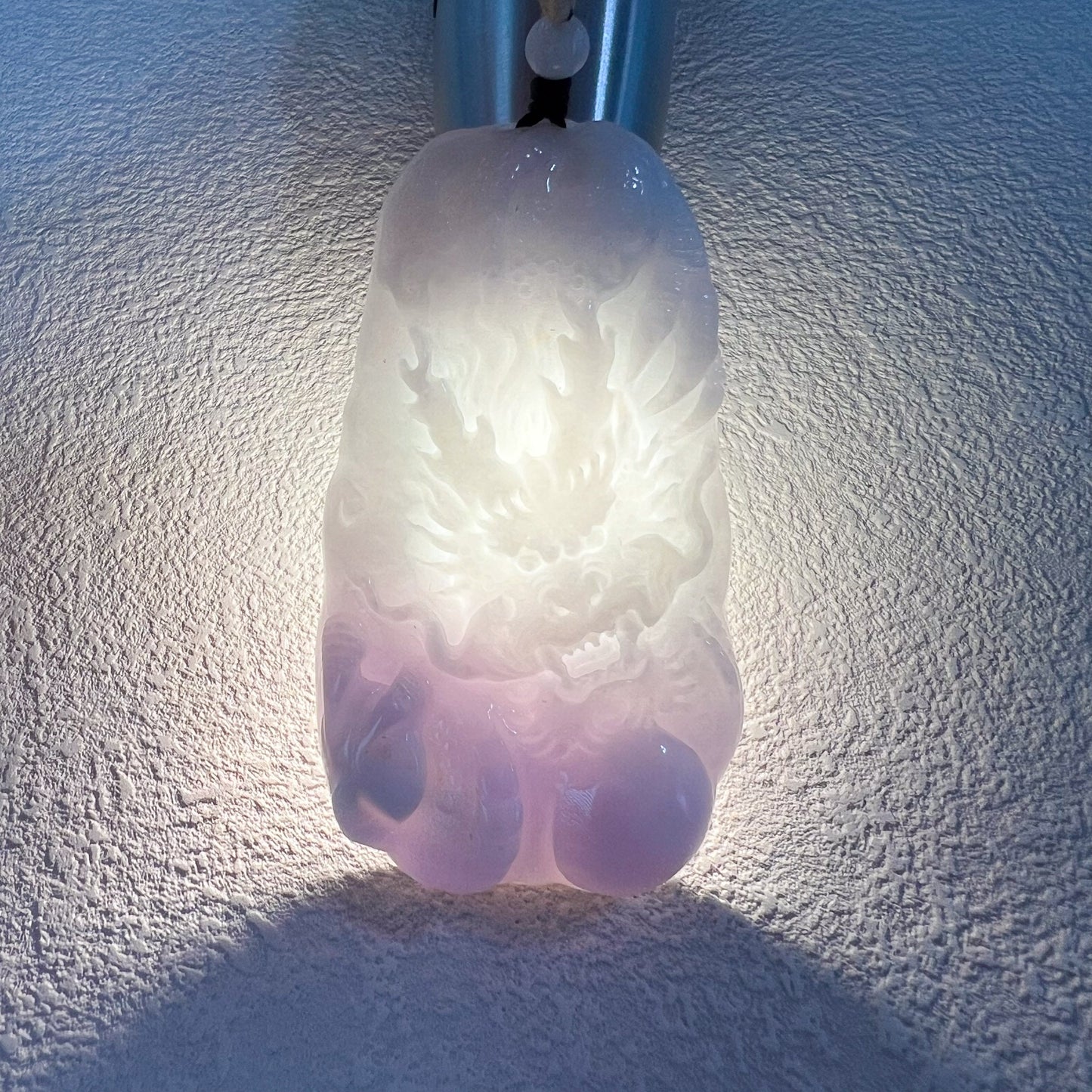 Purple Jade Dynasty Dragon Pendant, Purple Jadeite Jade Dragon, Hand Carved Pendant Necklace, YGR-0823-1716082684