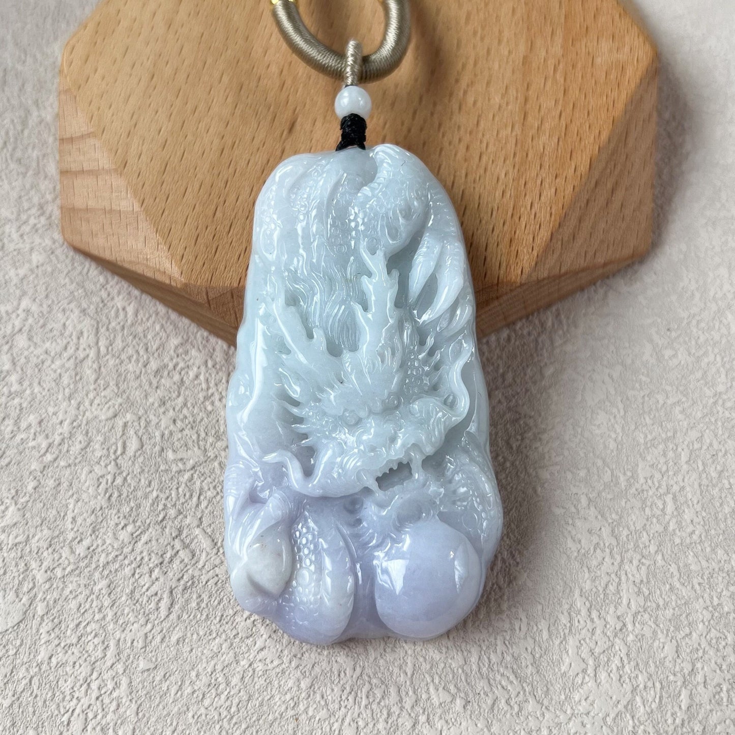 Purple Jade Dynasty Dragon Pendant, Purple Jadeite Jade Dragon, Hand Carved Pendant Necklace, YGR-0823-1716082684