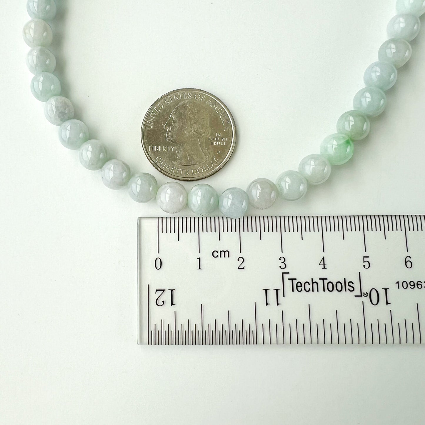 7.5 mm White Gray Light Green Jadeite Jade Wrapped Bead Bracelet Necklace, YJ-0322-0337593