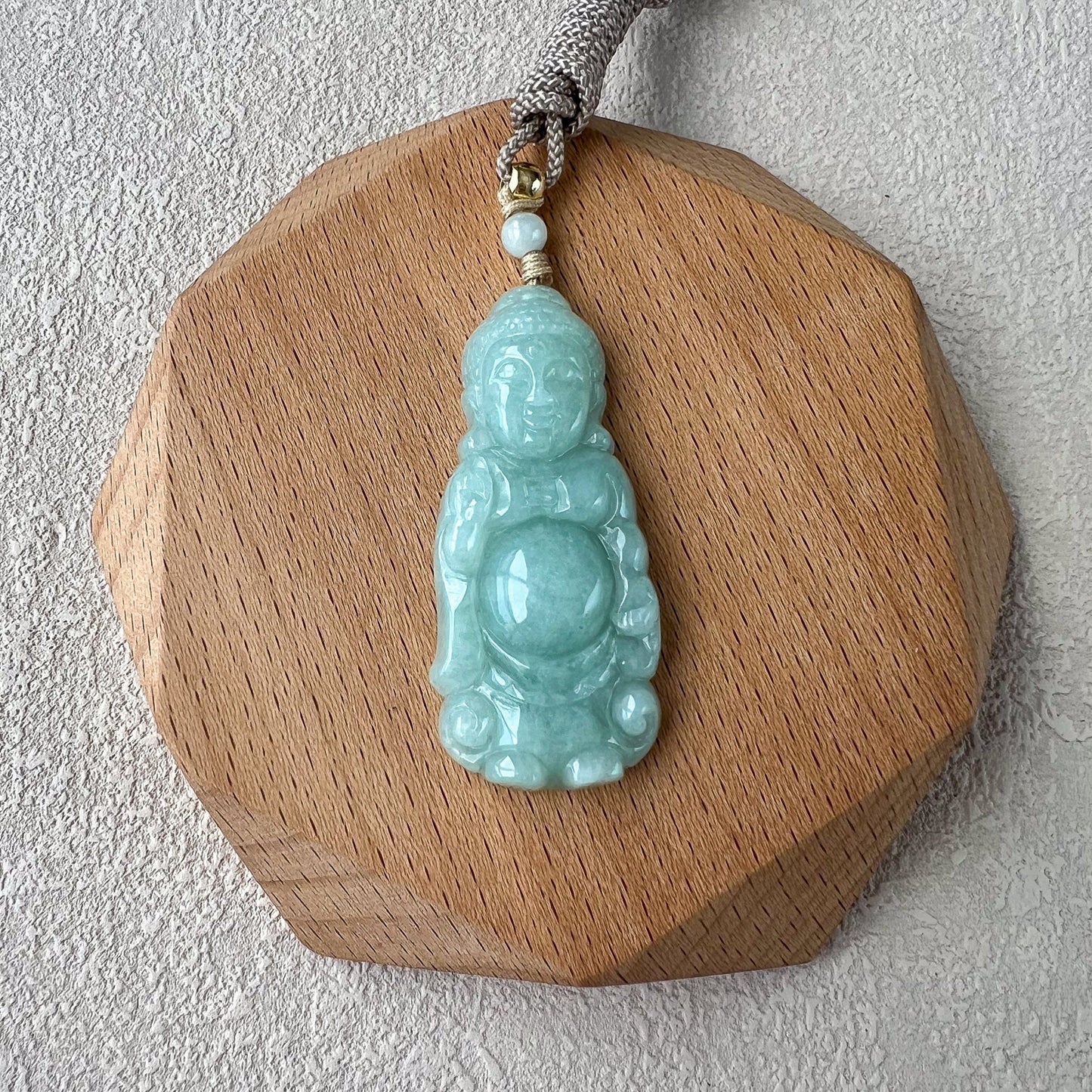 Jadeite Jade Standing Amitabha, Amida, 阿弥陀佛, Carved Pendant Necklace, YJ-0422-0393518