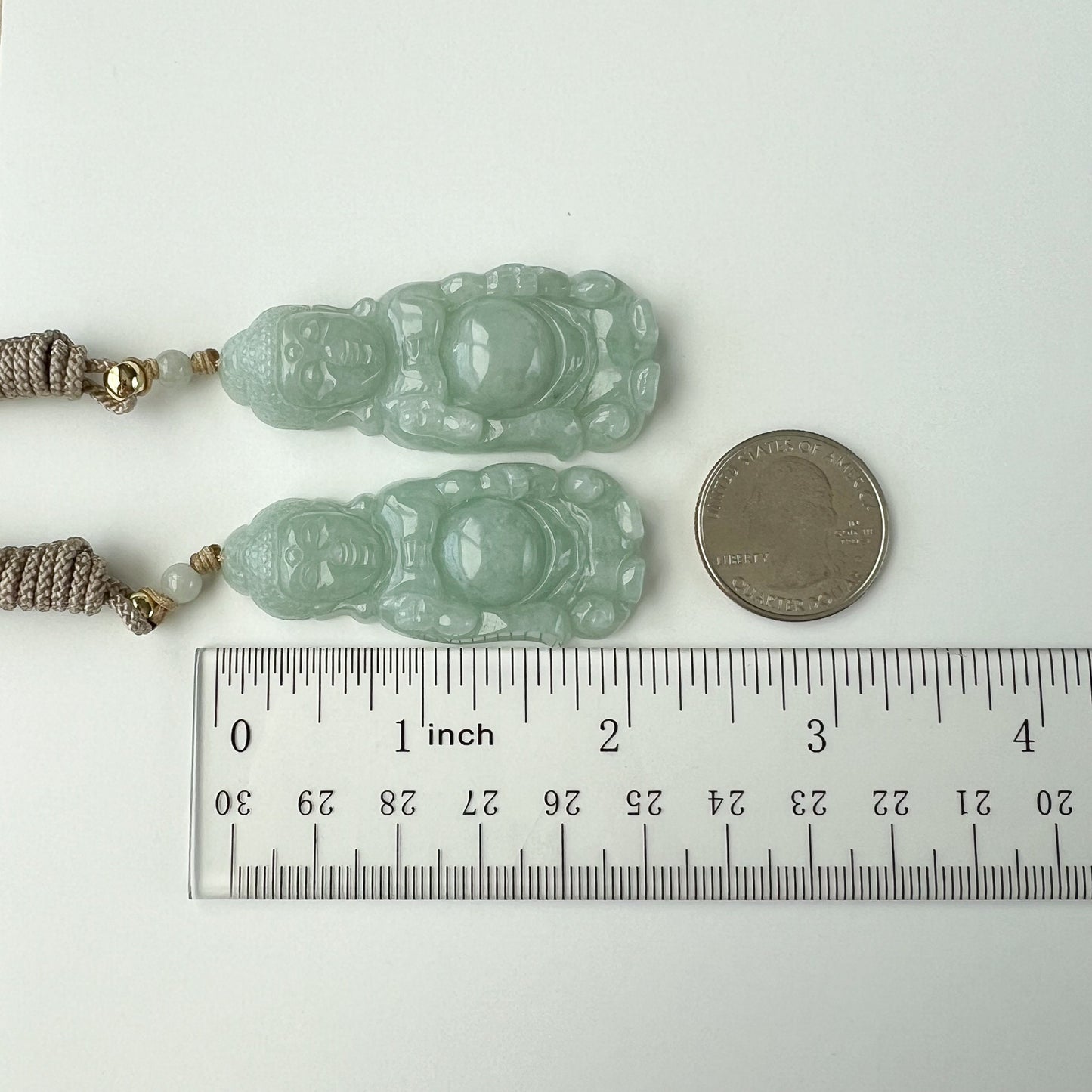 Jadeite Jade Standing Amitabha, Amida, 阿弥陀佛, Carved Pendant Necklace, YJ-0422-0393518