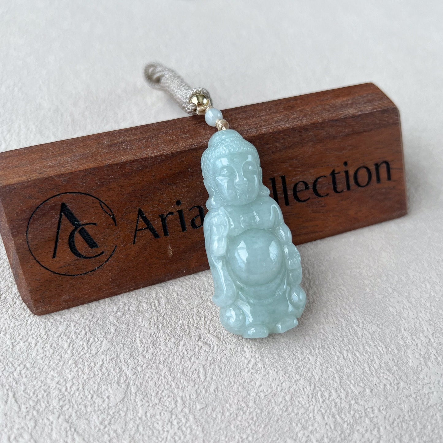 Jadeite Jade Standing Amitabha, Amida, 阿弥陀佛, Carved Pendant Necklace, YJ-0422-0393518