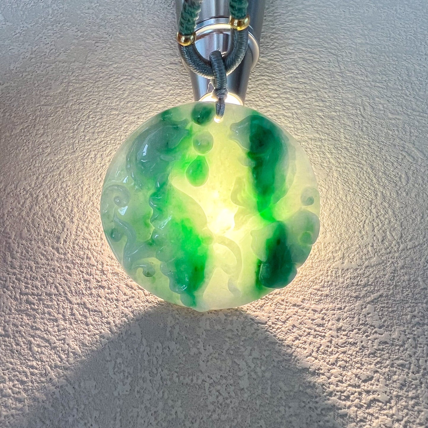 Twin Prosperity Fish and Lotus Flower Jade Pendant, Hand Carved Pendant, YGR-0722-1718605876