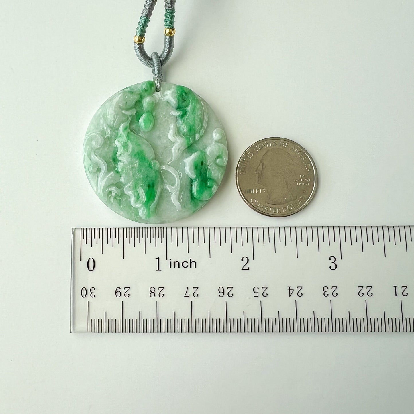 Twin Prosperity Fish and Lotus Flower Jade Pendant, Hand Carved Pendant, YGR-0722-1718605876