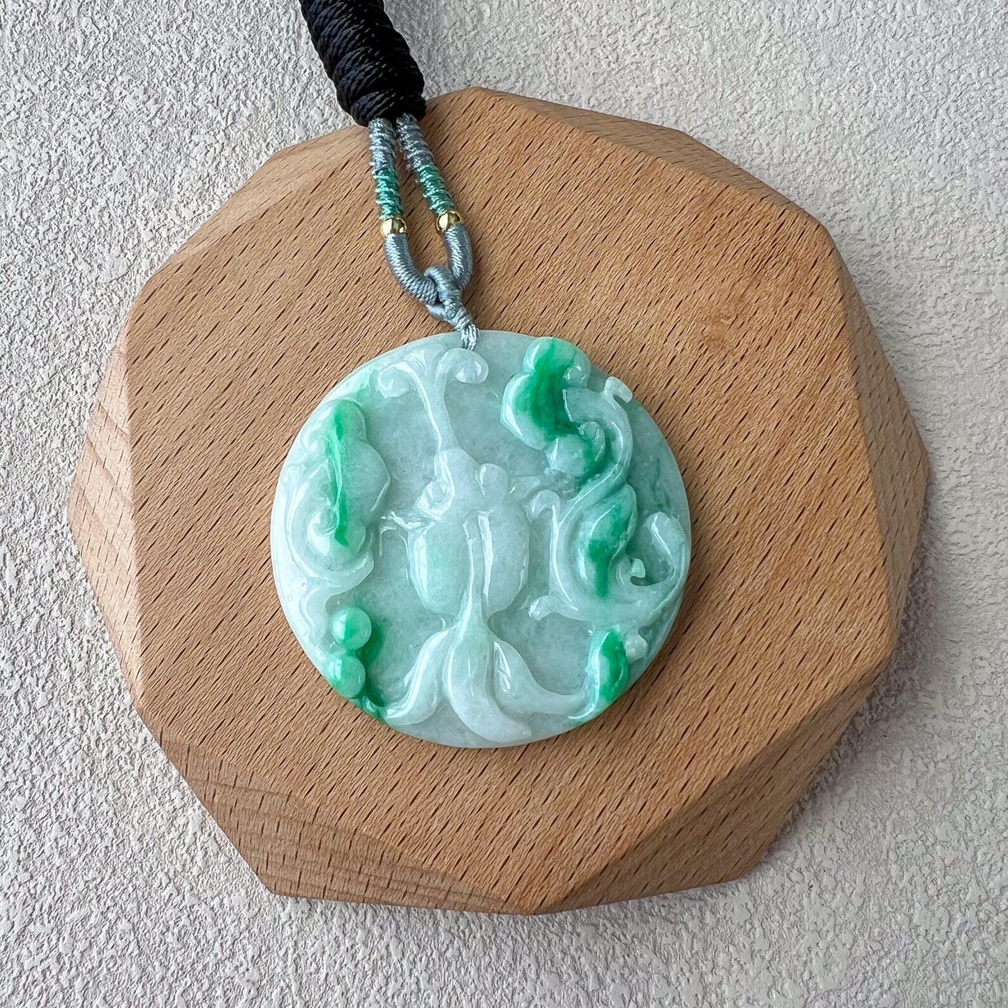 Lotus Flower Serenity Fish Jade Pendant, Hand Carved Pendant, YGR-0722-1718606349