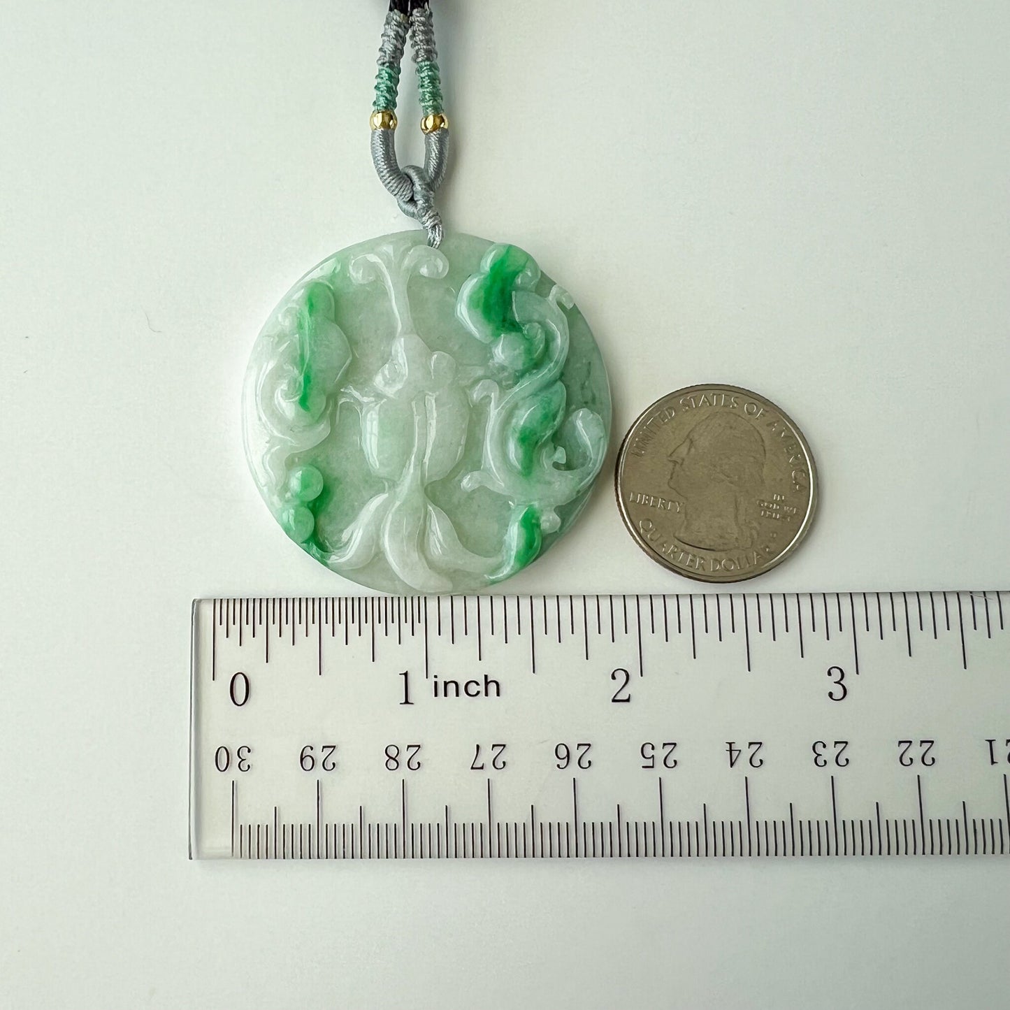 Lotus Flower Serenity Fish Jade Pendant, Hand Carved Pendant, YGR-0722-1718606349