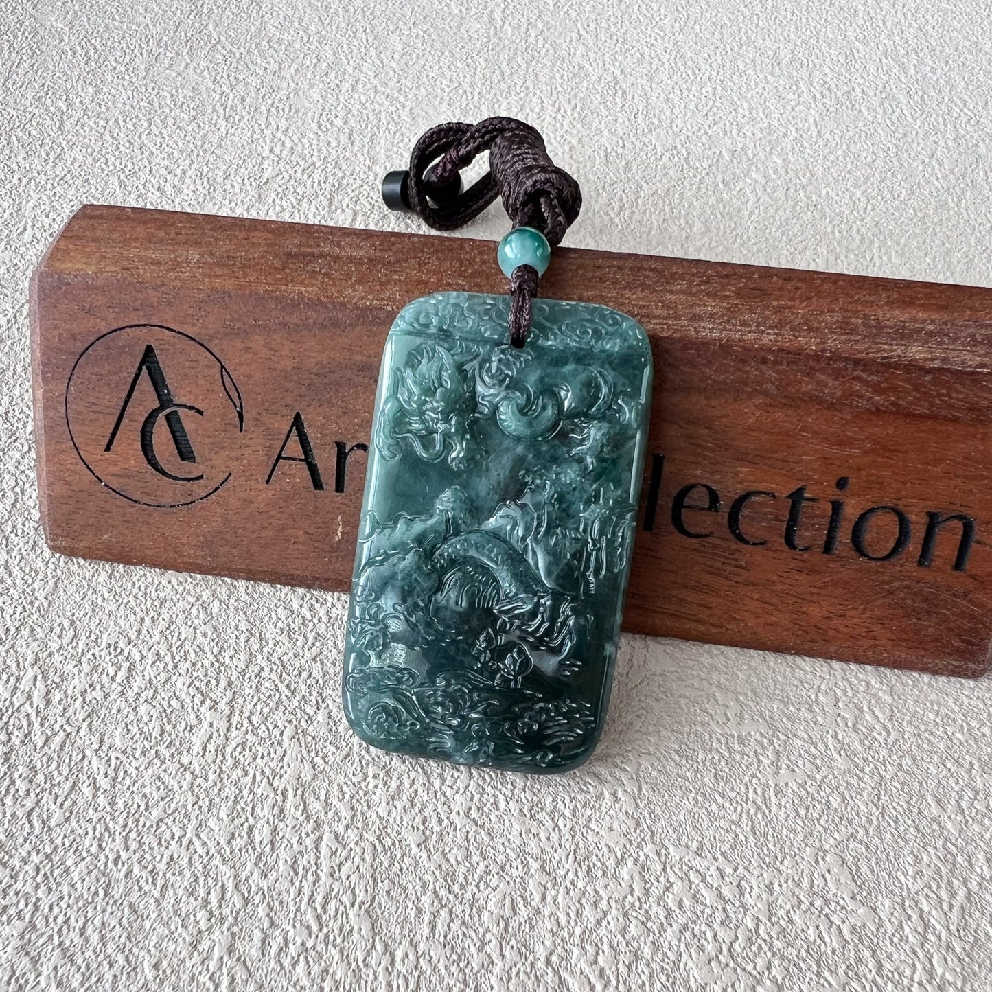 Dragon Phoenix Harmony Pendant, Green Jadeite Jade, Hand Carved Jade Necklace, Jade Pendant, XZ-0222-0006195