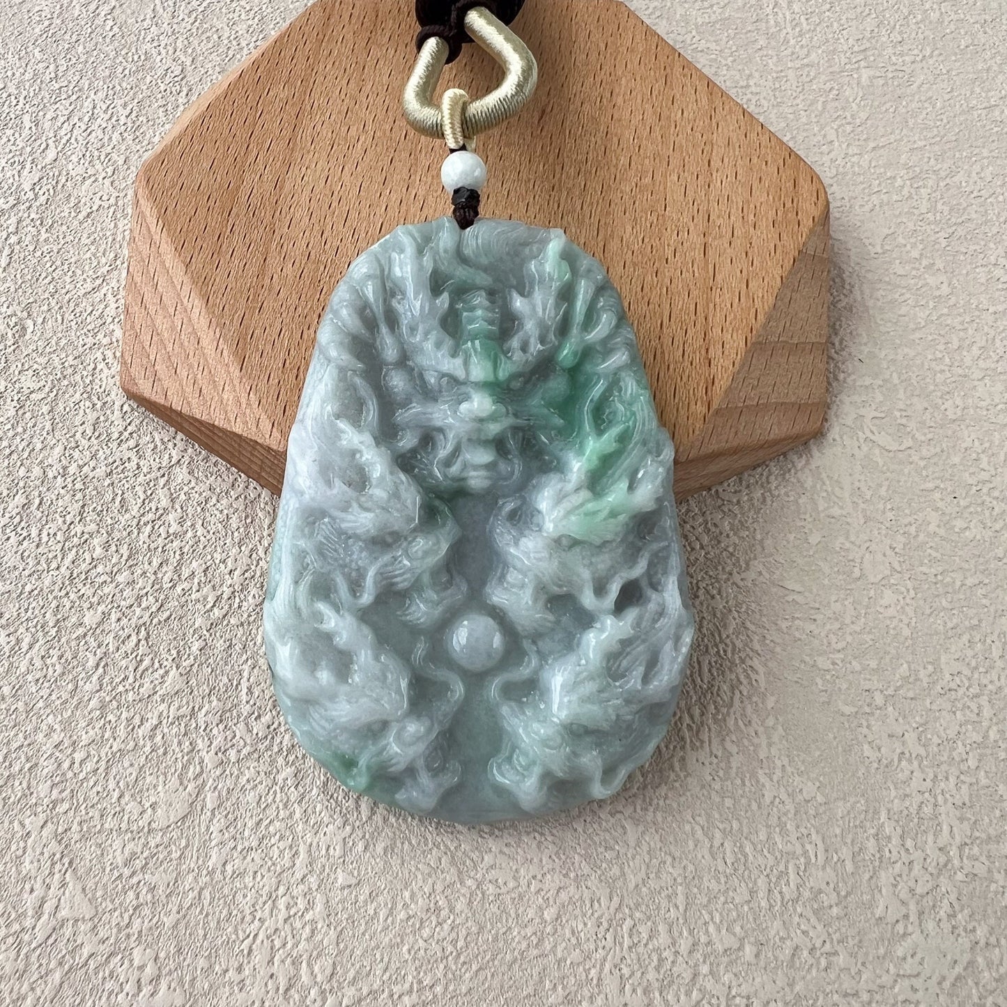 Black Green Majesty Nine Dragon Pendant, Black Green Jade 9 Dragon Jadeite Jade Hand Carved Pendant Necklace, SQ-0223-1716866725