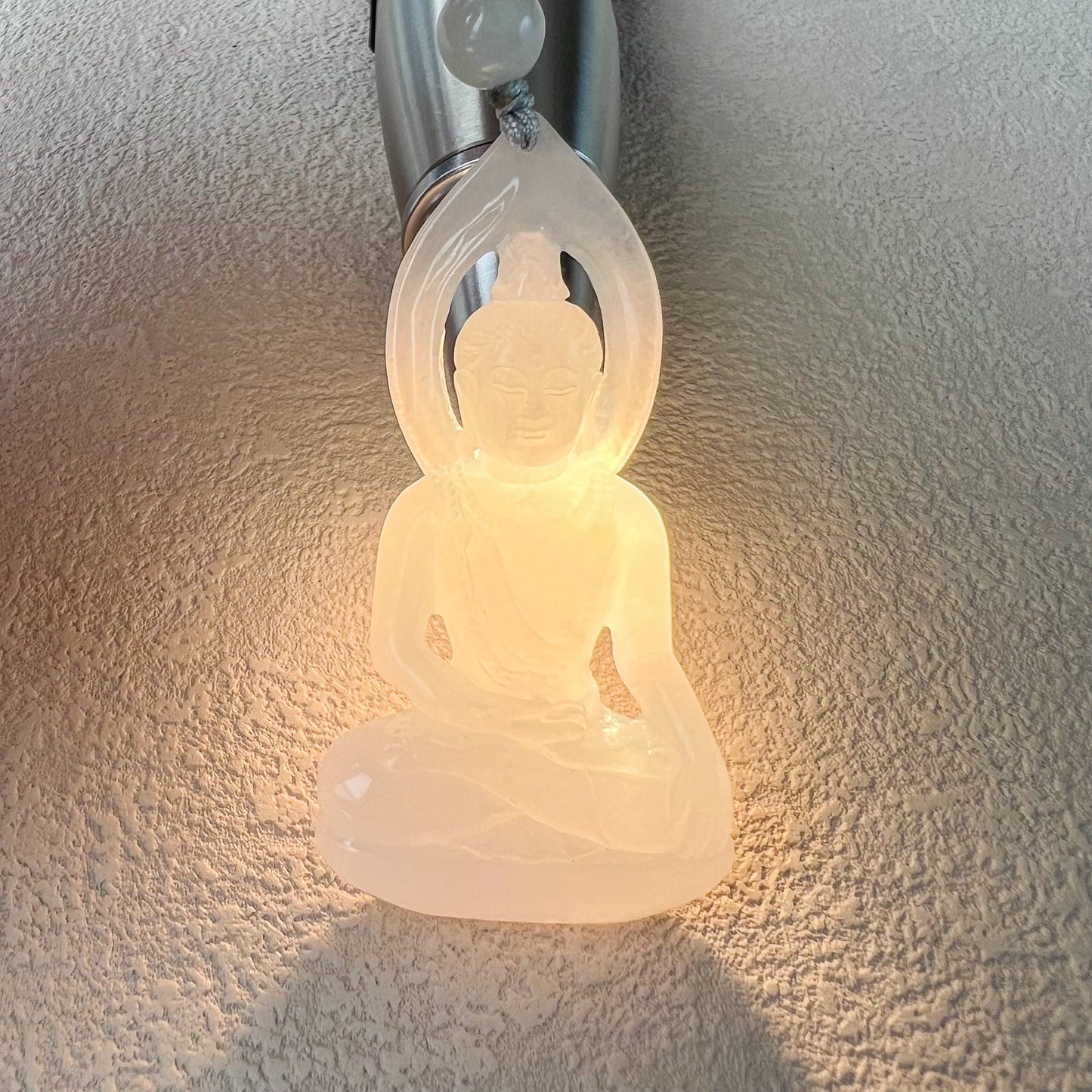 Pure Light Amitabha Buddha Jade Pendant, Jadeite Jade Amitabha Buddha, Amita Amida White Carved Pendant Necklace, YGR-1022-1719179271