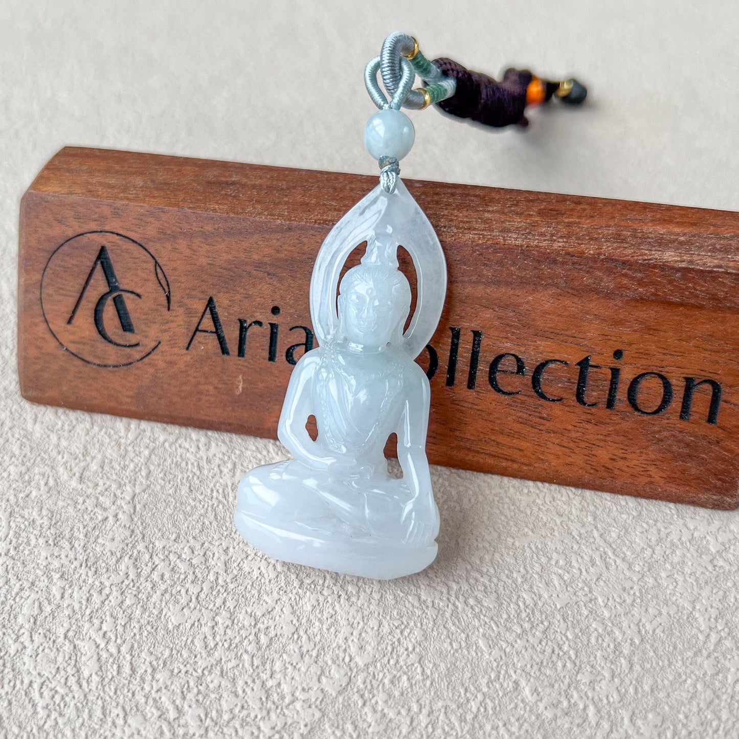 Pure Light Amitabha Buddha Jade Pendant, Jadeite Jade Amitabha Buddha, Amita Amida White Carved Pendant Necklace, YGR-1022-1719179271