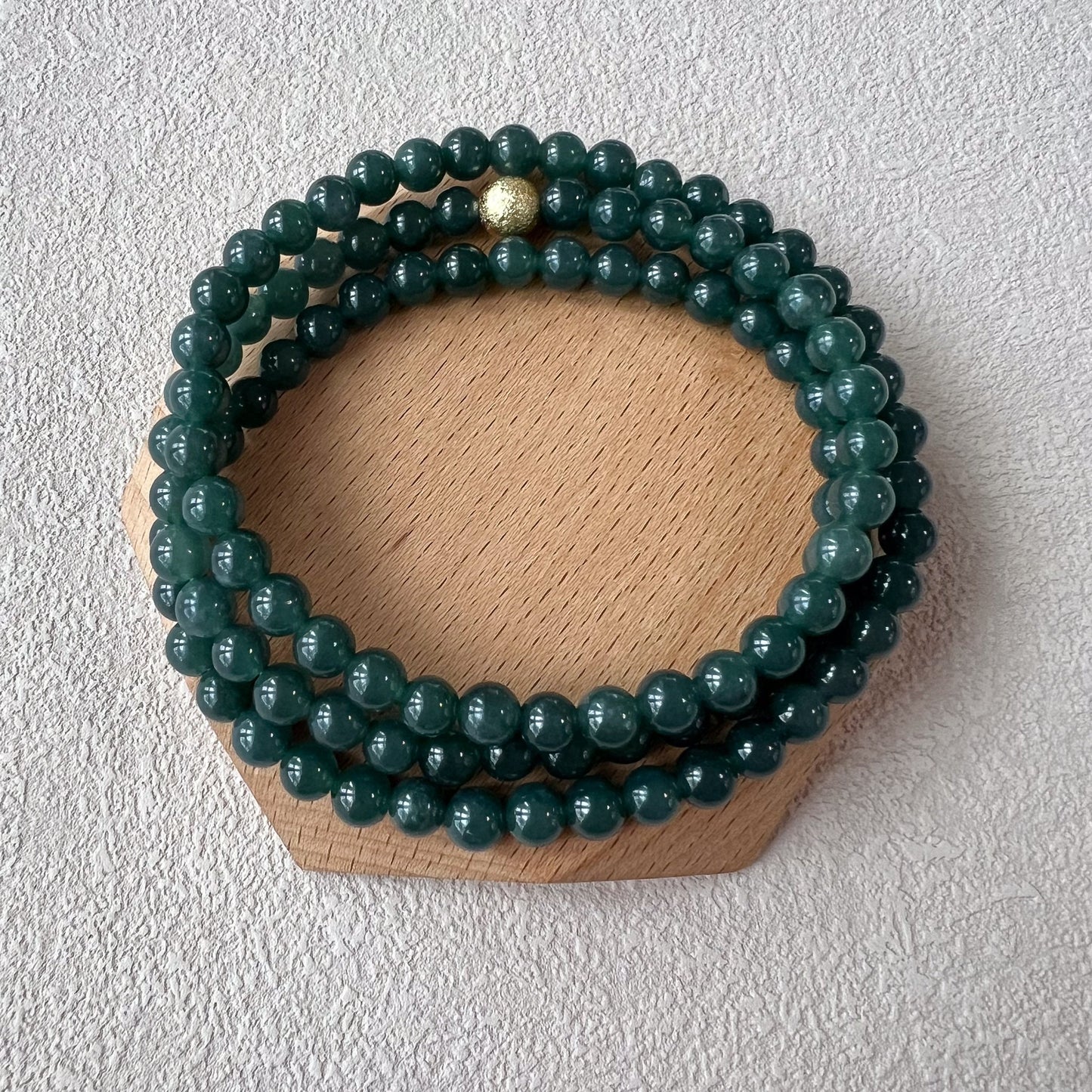 6.7 mm 108 Dark Green Jadeite Jade Mala Prayer Beads Bracelet Necklace, SCA-0424-1719812033