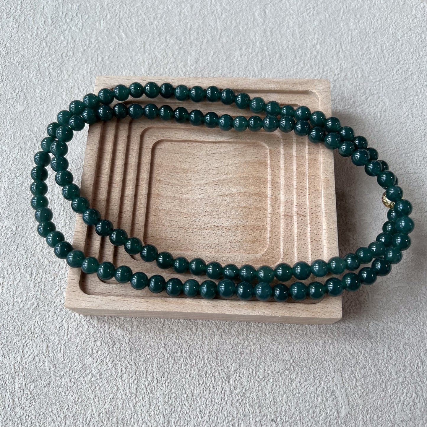 6.7 mm 108 Dark Green Jadeite Jade Mala Prayer Beads Bracelet Necklace, SCA-0424-1719812033