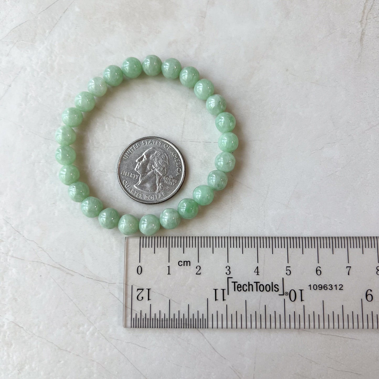 7.2 mm Light Green Natural Jadeite Jade Small Beaded Bracelet, CAR-0424-1719975692