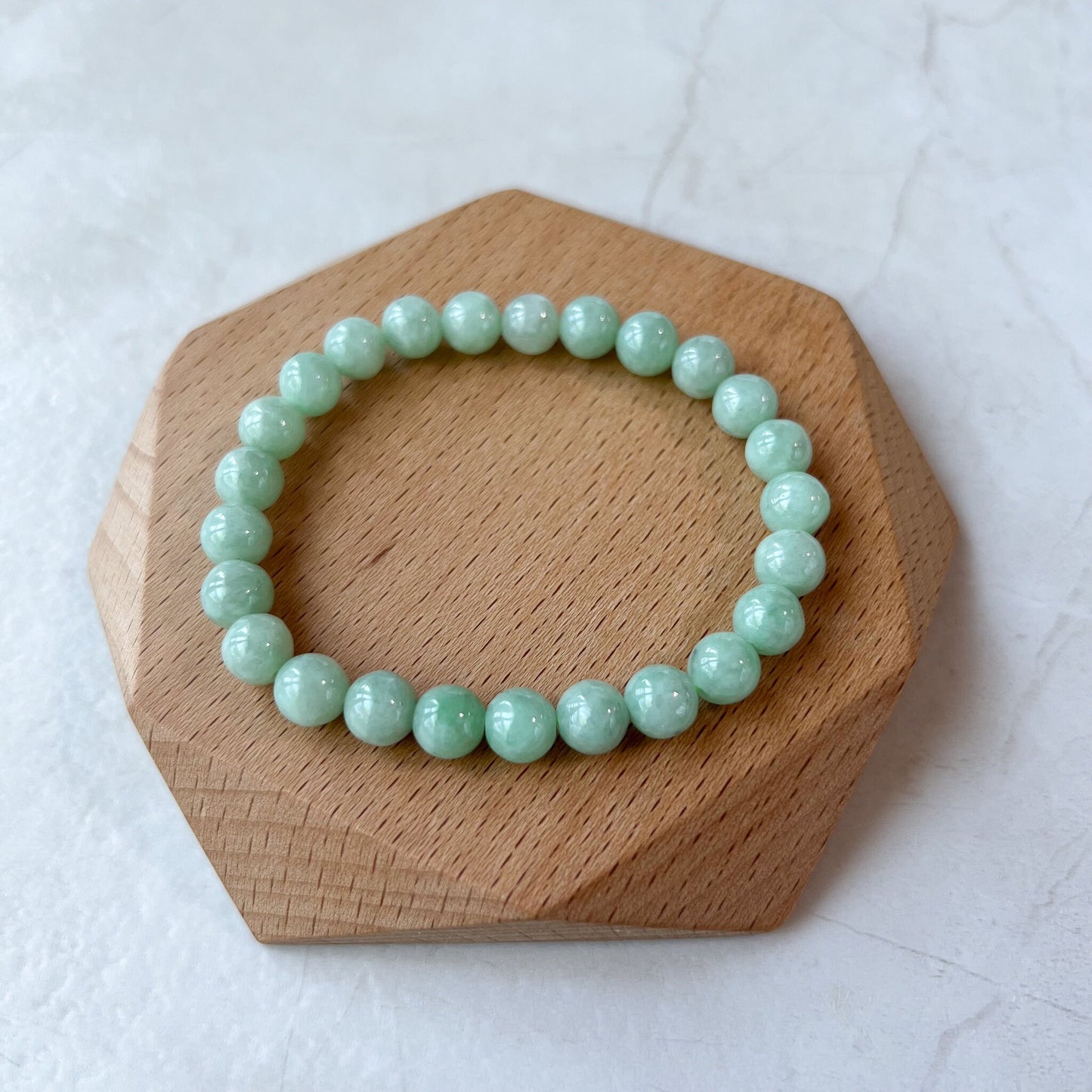 7.2 mm Light Green Natural Jadeite Jade Small Beaded Bracelet, CAR-0424-1719975692