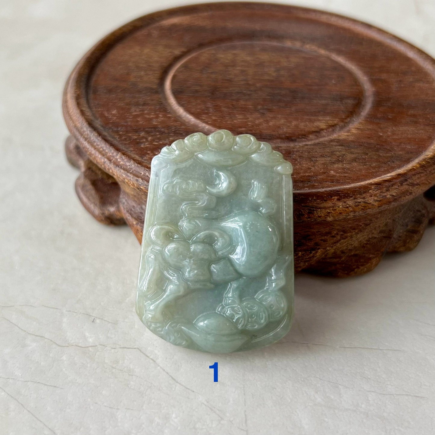 Lucky Ox Jade Pendant, Jadeite Jade Ox Bull Cow Chinese Zodiac Carved Necklace, LJ-1221-1720387890