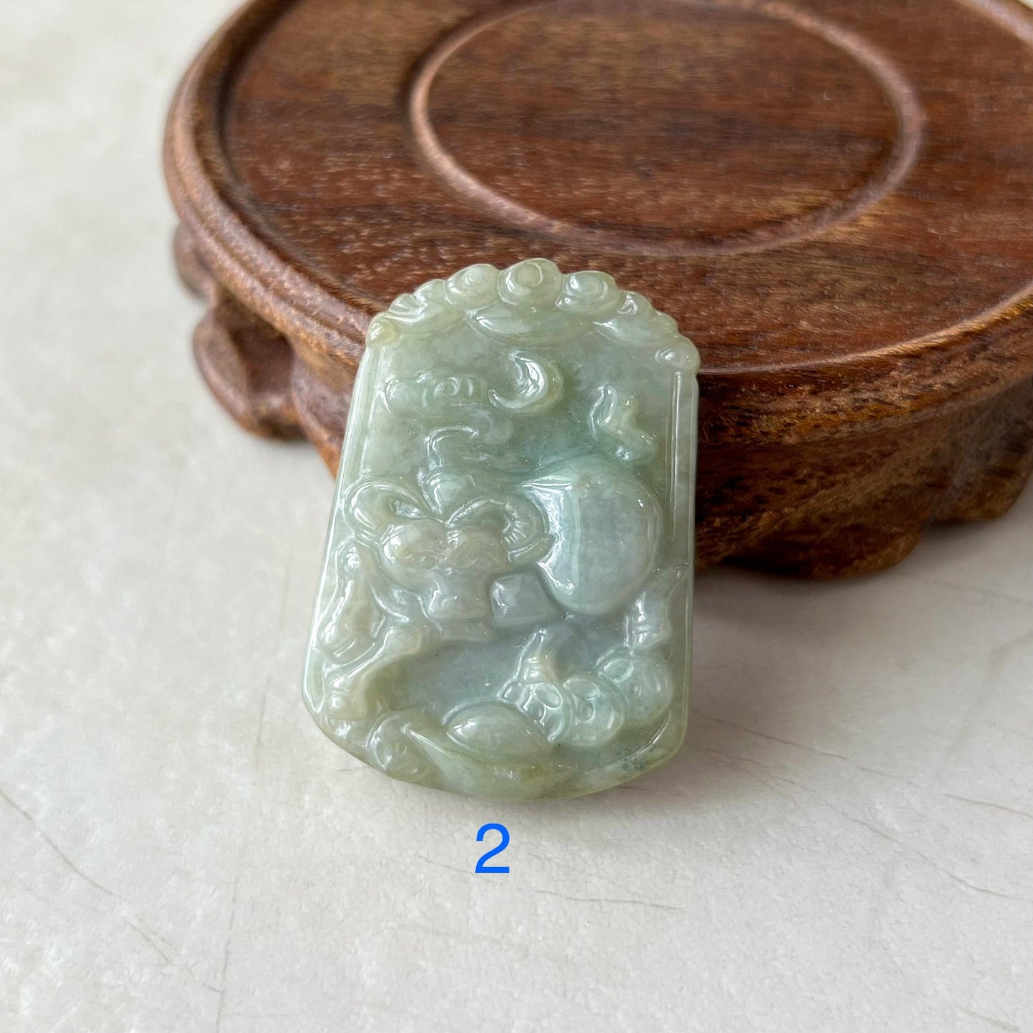 Lucky Ox Jade Pendant, Jadeite Jade Ox Bull Cow Chinese Zodiac Carved Necklace, LJ-1221-1720387890