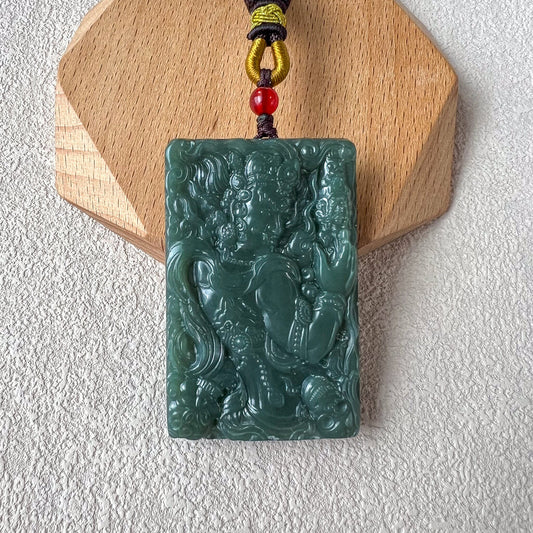 Nephrite Jade Acala Acalanātha Buddha Bu Dong Ming Wang, Bất Động Minh Vuong, Rooster Carved Pendant Necklace, SY-1222-1718674051