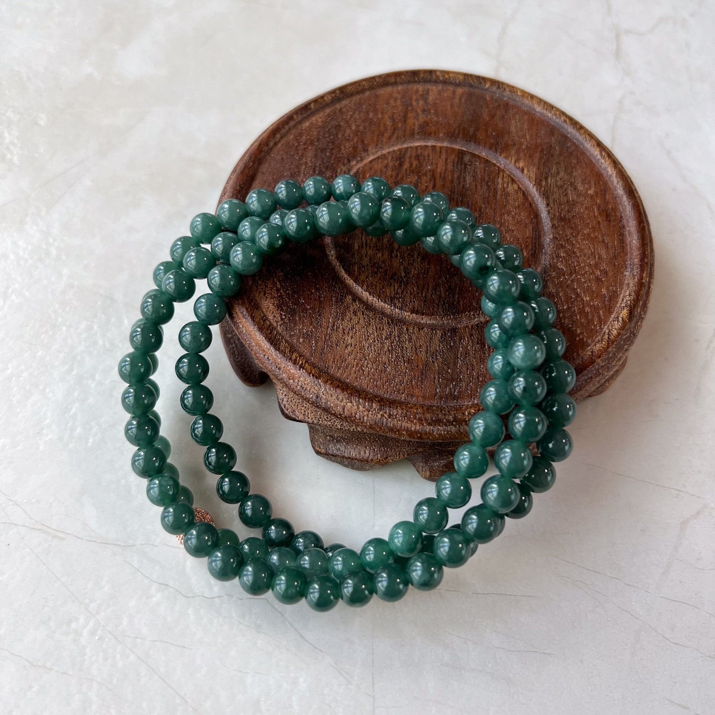 6.8 mm 108 Green Jadeite Jade Mala Prayer Beads Bracelet Necklace, JUA-0424-1720646602