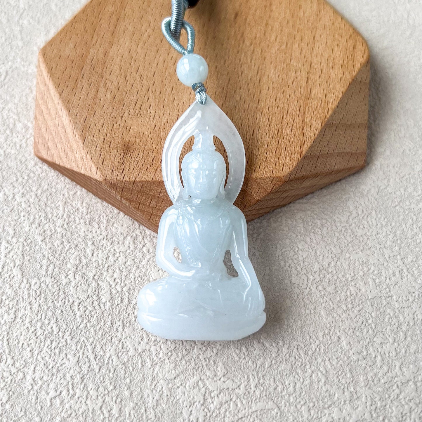 Pure Light Amitabha Buddha Jade Pendant, Jadeite Jade Amitabha Buddha, Amita Amida White Carved Pendant Necklace, YGR-1022-1719179271