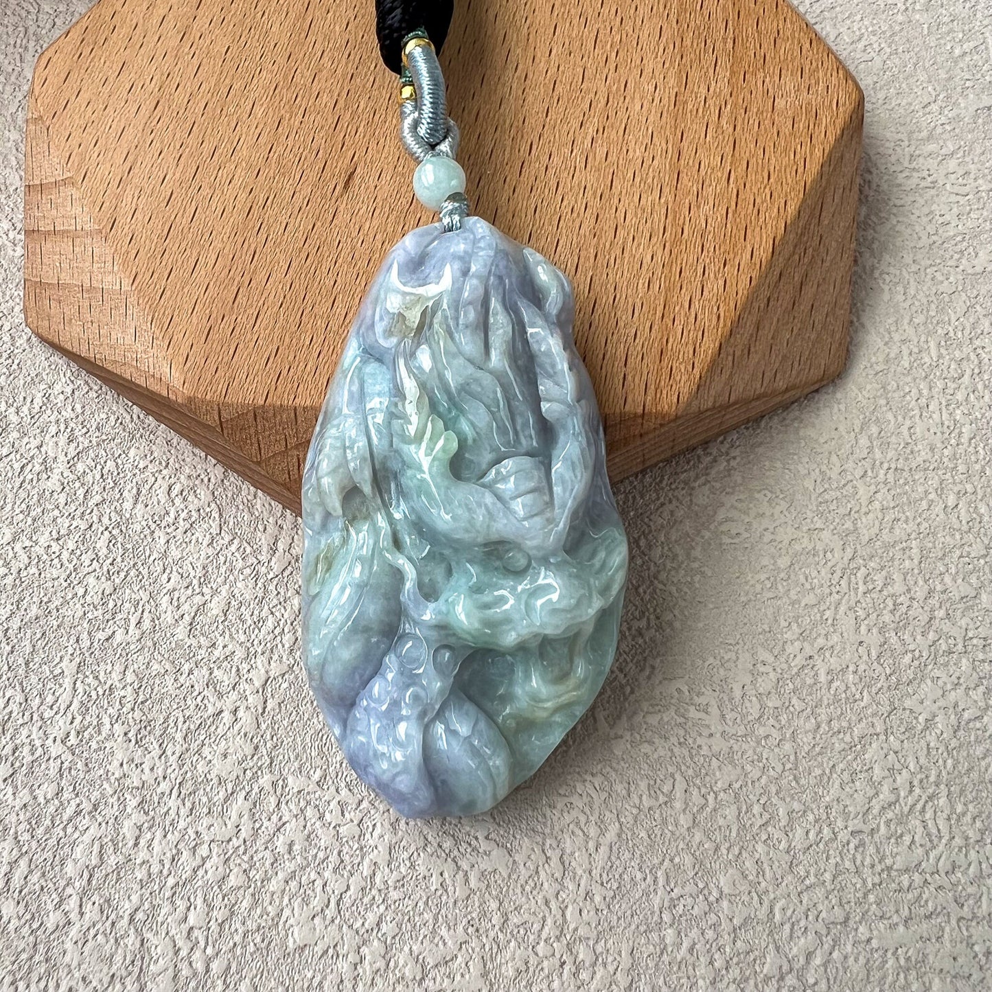 Lavender Sky Dragon Pendant, Purple Jadeite Jade Dragon Chinese Zodiac Hand Carved Pendant Necklace, YJ-0821-0031956