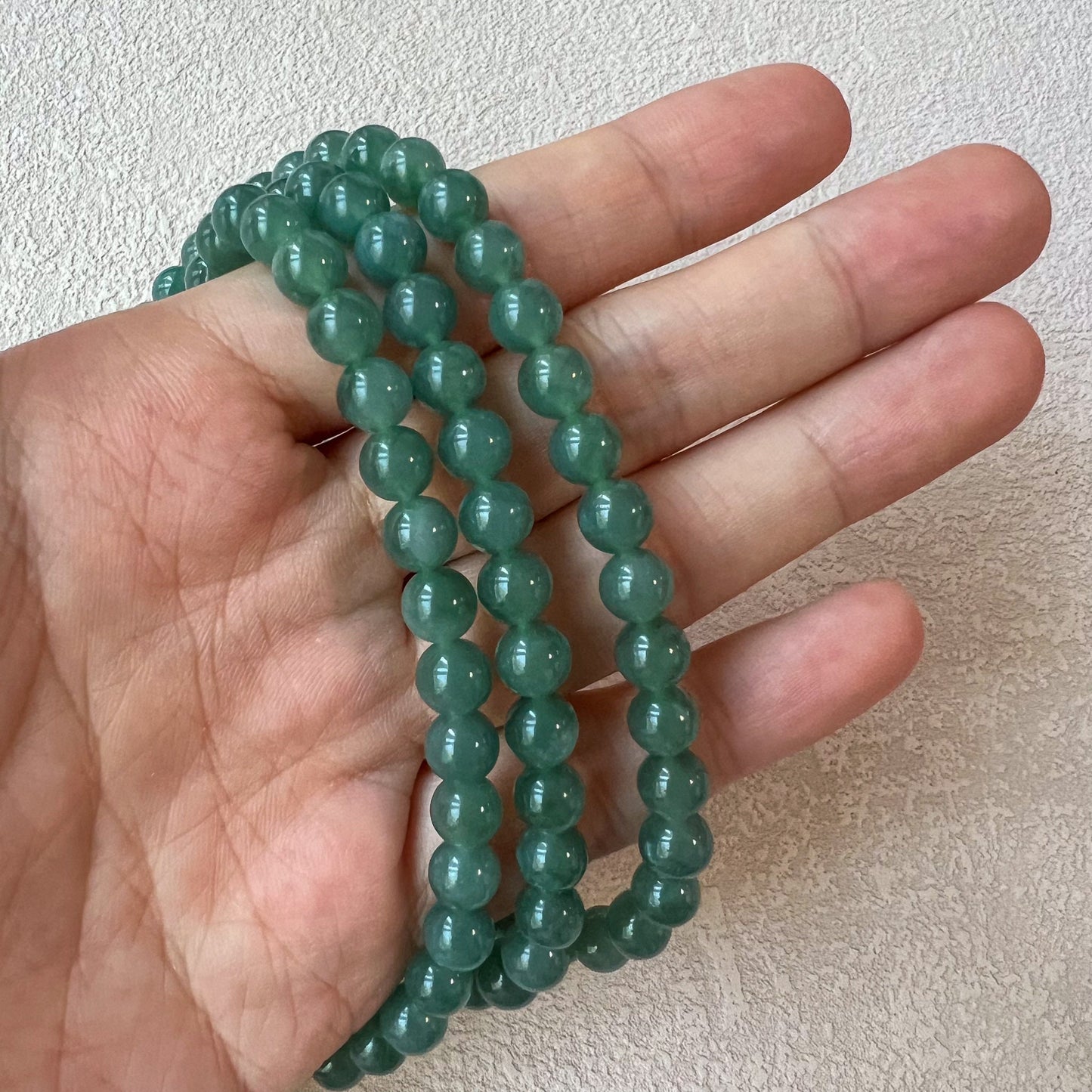 6.7 mm 108 Green Jadeite Jade Mala Prayer Beads Bracelet Necklace, FIO-0424-1719703899