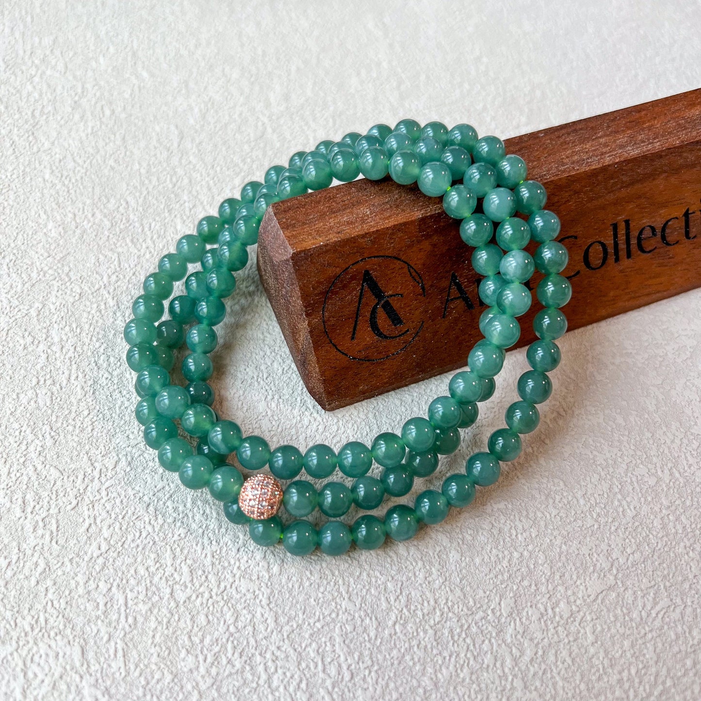 6.7 mm 108 Green Jadeite Jade Mala Prayer Beads Bracelet Necklace, FIO-0424-1719703899