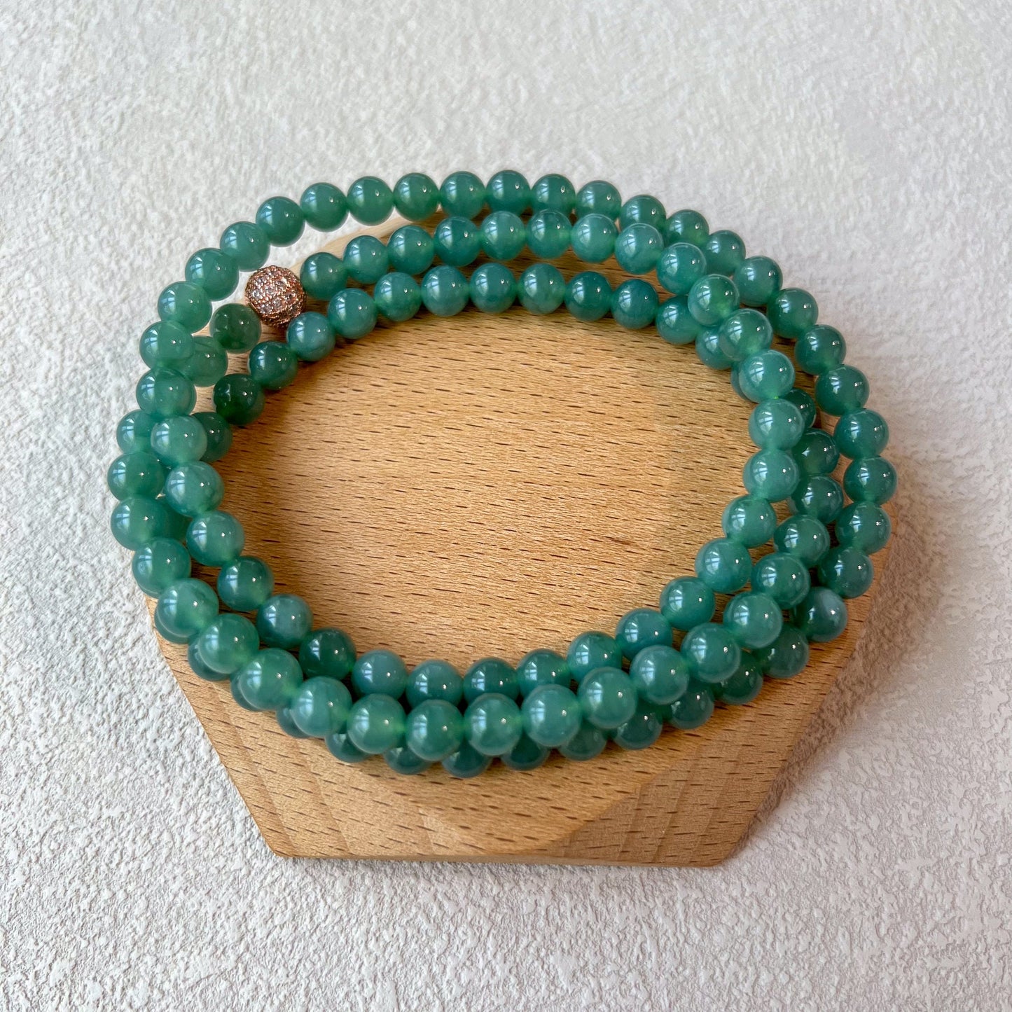 6.7 mm 108 Green Jadeite Jade Mala Prayer Beads Bracelet Necklace, FIO-0424-1719703899