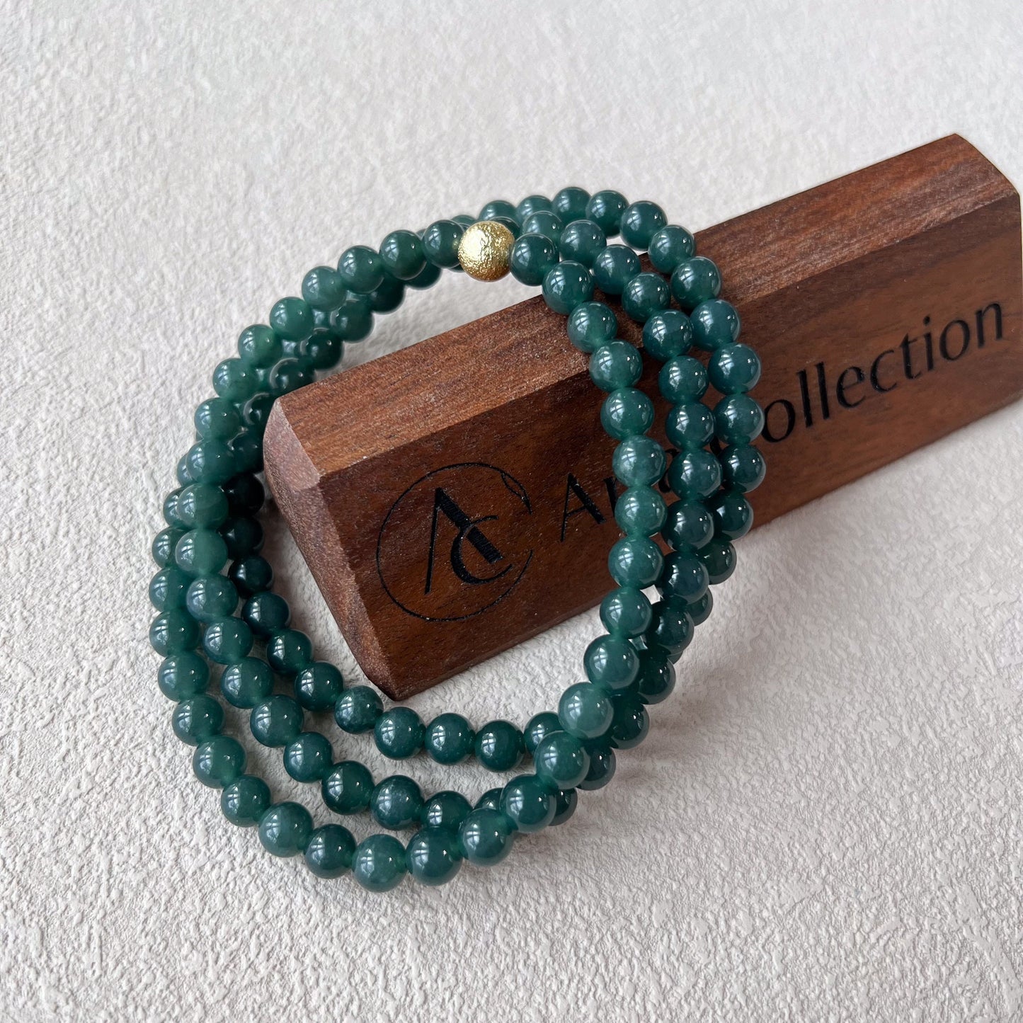 6.7 mm 108 Dark Green Jadeite Jade Mala Prayer Beads Bracelet Necklace, SCA-0424-1719812033