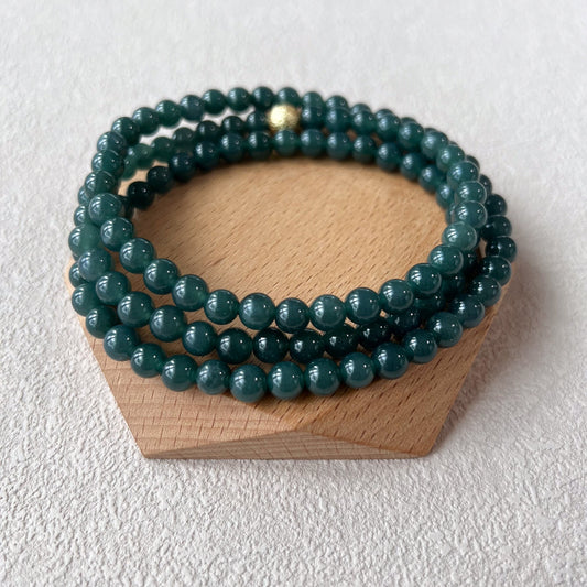 6.7 mm 108 Dark Green Jadeite Jade Mala Prayer Beads Bracelet Necklace, SCA-0424-1719812033